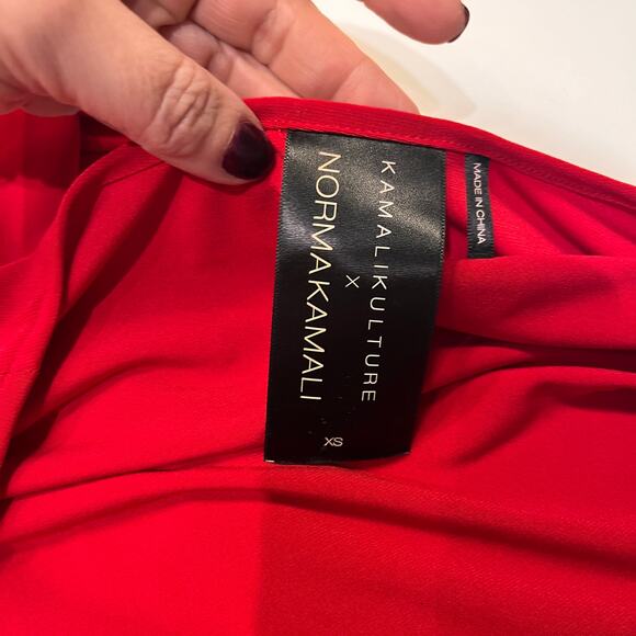 NEW KamaliKulture x Norma Kamali Red Dolman Sleeve Wrap Midi Dress Sz XS - Picture 6 of 10